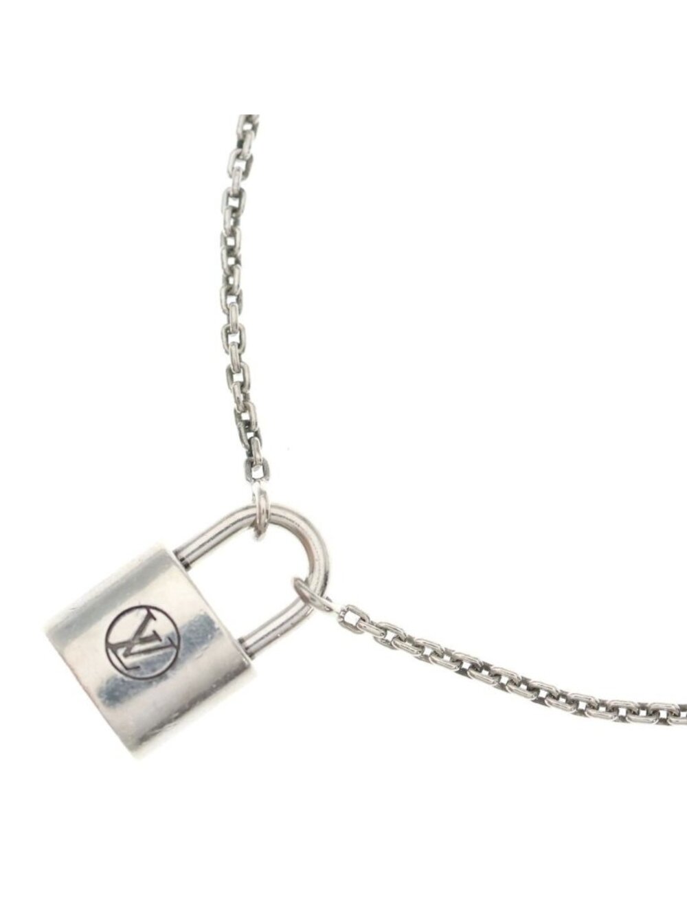 Louis Vuitton Lock It Neck Lace Necklace Padlock Motif Silver